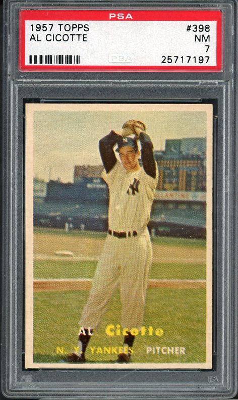 1957 Topps Baseball #398 Al Cicotte Yankees PSA 7 NM 538178