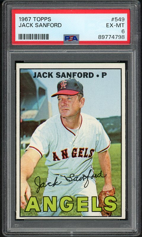 1967 Topps Baseball #549 Jack Sanford Angels PSA 6 EX-MT 538188
