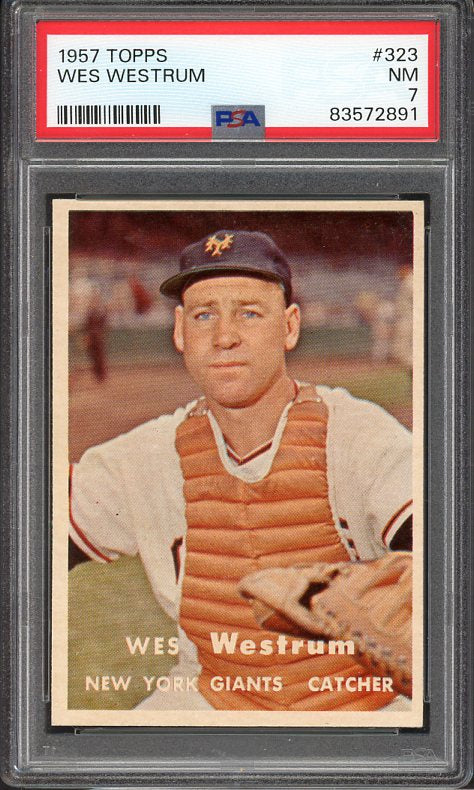 1957 Topps Baseball #323 Wes Westrum Giants PSA 7 NM 538193