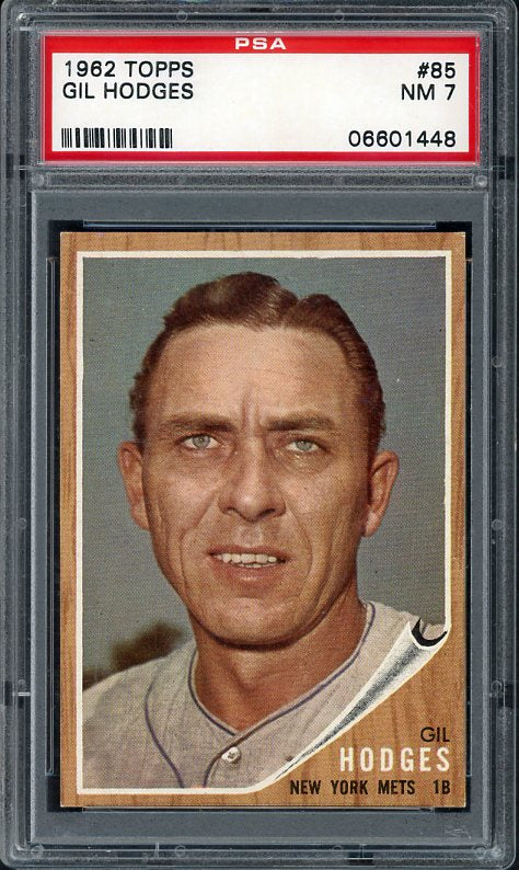 1962 Topps Baseball #085 Gil Hodges Mets PSA 7 NM 538203