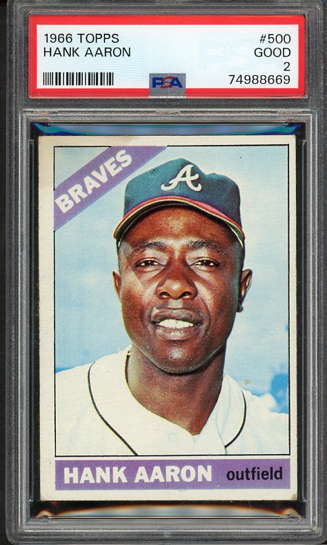 1966 Topps Baseball #500 Hank Aaron Braves PSA 2 GD 538214