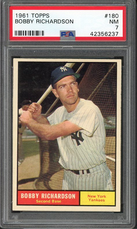 1961 Topps Baseball #180 Bobby Richardson Yankees PSA 7 NM 538221