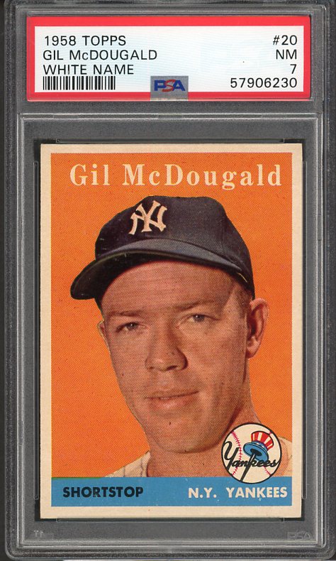 1958 Topps Baseball #020 Gil McDougald Yankees PSA 7 NM 538222