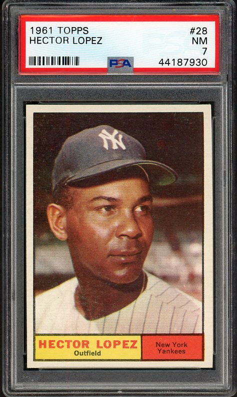 1961 Topps Baseball #028 Hector Lopez Yankees PSA 7 NM 538224