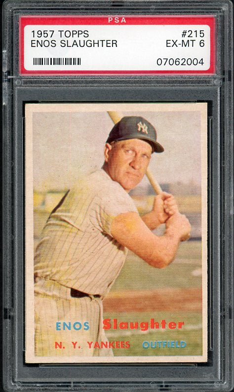 1957 Topps Baseball #215 Enos Slaughter Yankees PSA 6 EX-MT 538232