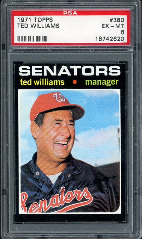 1971 Topps Baseball #380 Ted Williams Senators PSA 6 EX-MT 538236