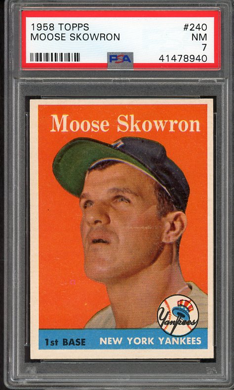 1958 Topps Baseball #240 Bill Skowron Yankees PSA 7 NM 538241