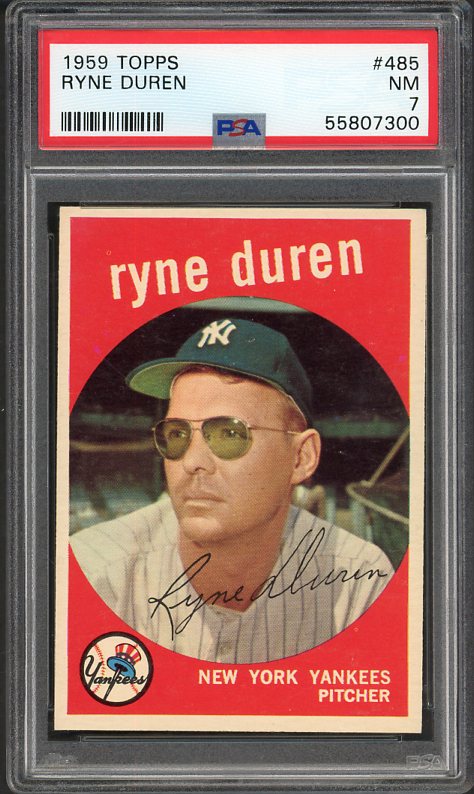 1959 Topps Baseball #485 Ryne Duren Yankees PSA 7 NM 538248