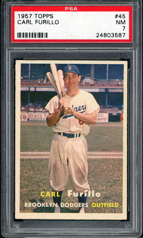 1957 Topps Baseball #045 Carl Furillo Dodgers PSA 7 NM 538254