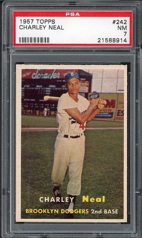 1957 Topps Baseball #242 Charlie Neal Dodgers PSA 7 NM 538255