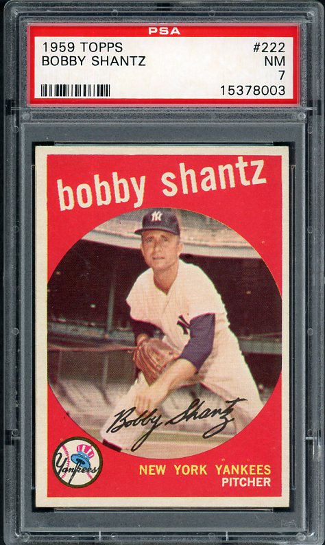 1959 Topps Baseball #222 Bobby Shantz Yankees PSA 7 NM 538268