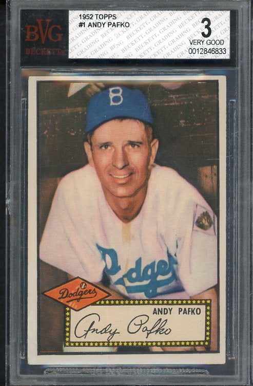 1952 Topps Baseball #001 Andy Pafko Dodgers BVG 3 VG Red 538270