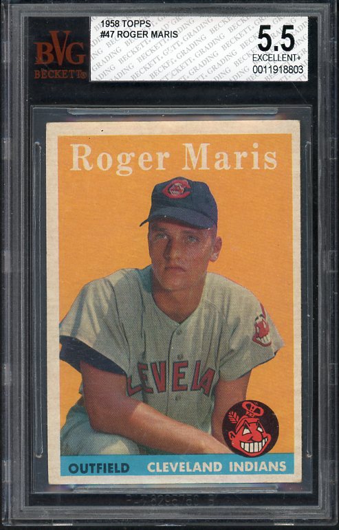 1958 Topps Baseball #047 Roger Maris Indians BVG 5.5 EX+ 538271