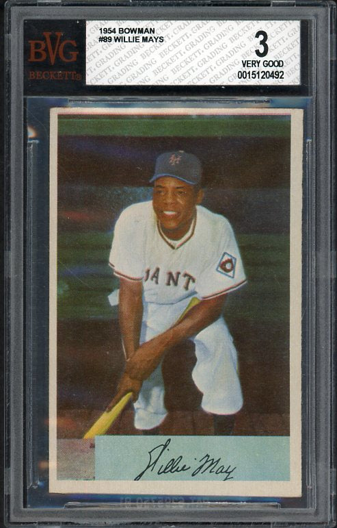 1954 Bowman Baseball #089 Willie Mays Giants BVG 3 VG 538272