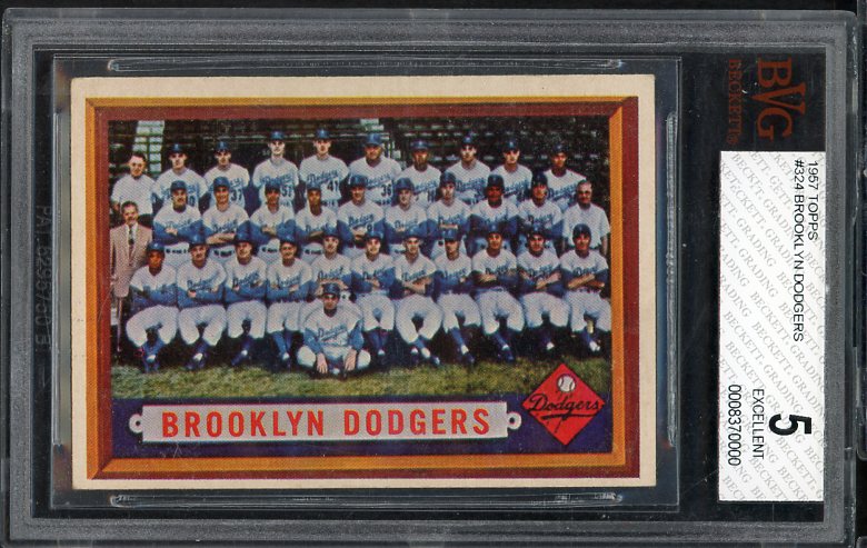 1957 Topps Baseball #324 Brooklyn Dodgers Team BVG 5 EX 538287