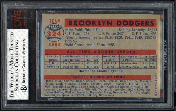1957 Topps Baseball #324 Brooklyn Dodgers Team BVG 5 EX 538287