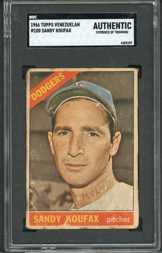 1966 Topps Venezuelan #100 Sandy Koufax Dodgers SGC Auth 538290