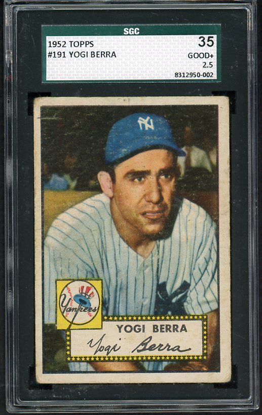 1952 Topps Baseball #191 Yogi Berra Yankees SGC 2.5 GD+ 538300