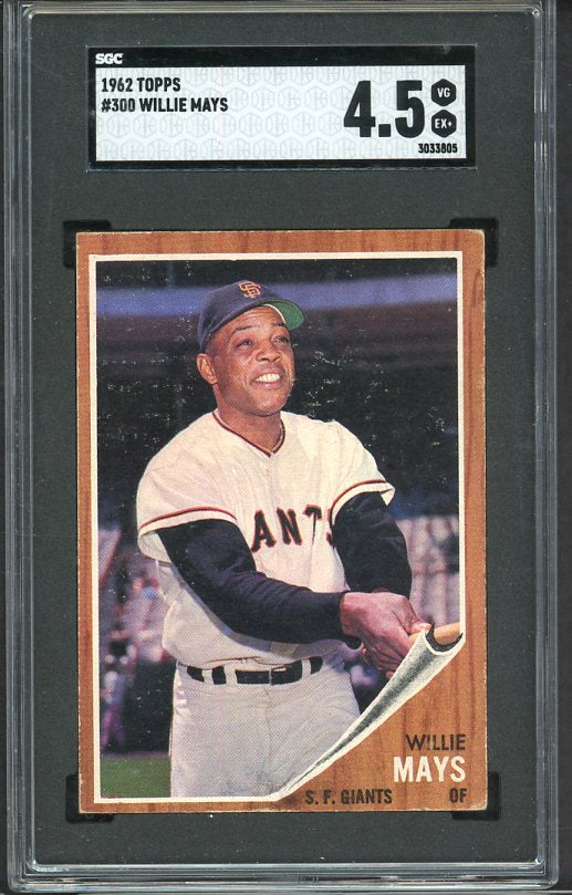 1962 Topps Baseball #300 Willie Mays Giants SGC 4.5 VG-EX+ 538310