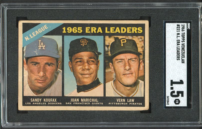 1966 Topps Venezuelan #221 N.L Era Leaders Sandy Koufax SGC 1.5 FR 538322