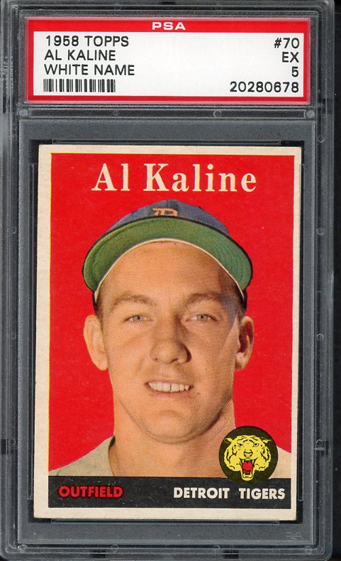 1958 Topps Baseball #070 Al Kaline Tigers PSA 5 EX crack 538346
