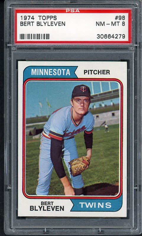 1974 Topps Baseball #098 Bert Blyleven Twins PSA 8 NM/MT 538349