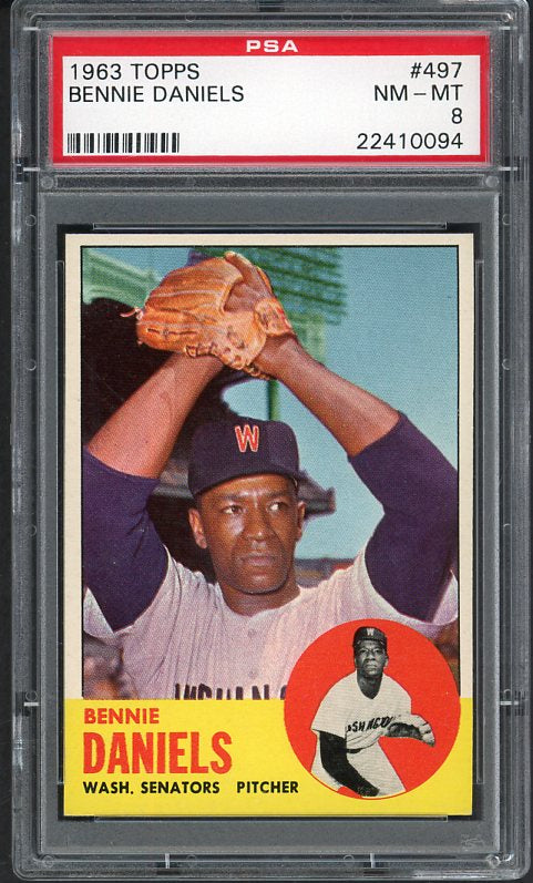 1963 Topps Baseball #497 Bennie Daniels Senators PSA 8 NM/MT 538353