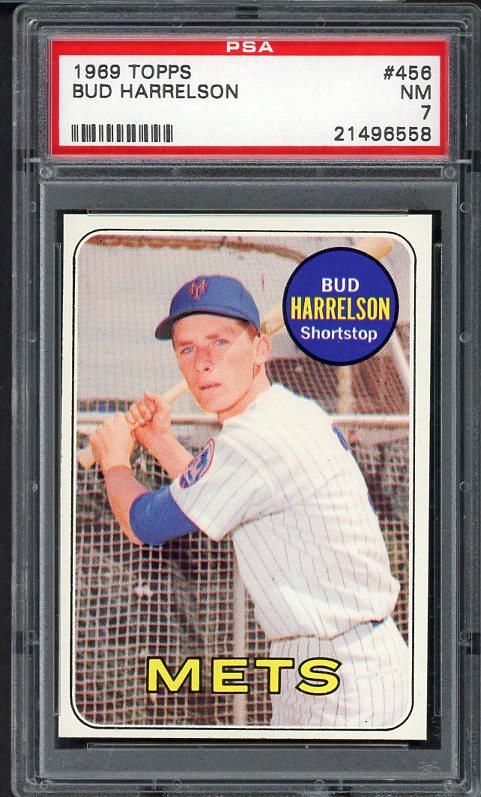 1969 Topps Baseball #456 Bud Harrelson Mets PSA 7 NM 538368