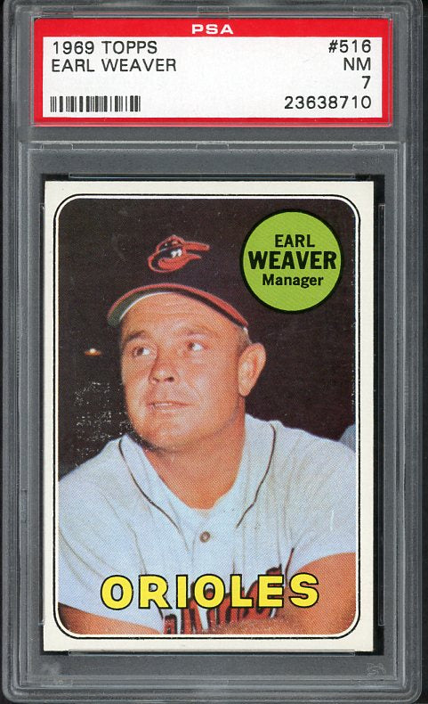 1969 Topps Baseball #516 Earl Weaver Orioles PSA 7 NM 538370