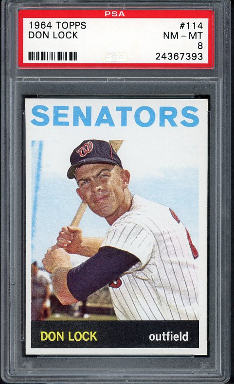 1964 Topps Baseball #114 Don Lock Senators PSA 8 NM/MT 538378