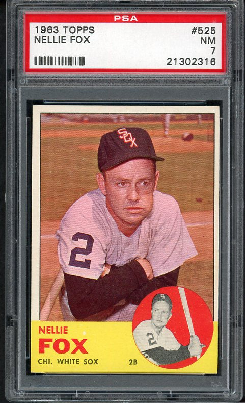1963 Topps Baseball #525 Nellie Fox White Sox PSA 7 NM 538387
