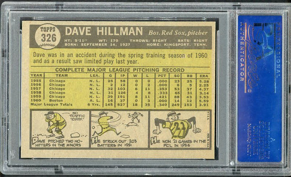 1961 Topps Baseball #326 Dave Hillman Red Sox PSA 7 NM 538390