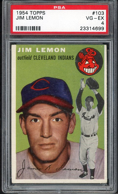 1954 Topps Baseball #103 Jim Lemon Indians PSA 4 VG-EX 538394