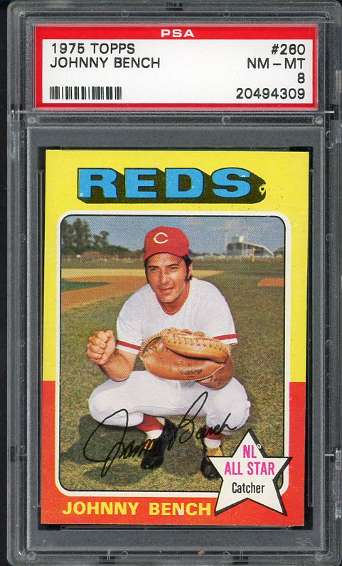 1975 Topps Baseball #260 Johnny Bench Reds PSA 8 NM/MT 538416
