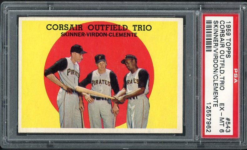1959 Topps Baseball #543 Roberto Clemente Bill Virdon PSA 6 EX-MT 538422