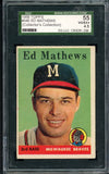 1958 Topps Baseball #440 Eddie Mathews Braves SGC 4.5 VG-EX+ 538425