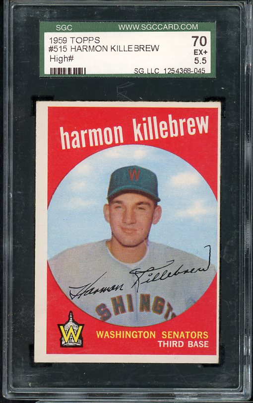 1959 Topps Baseball #515 Harmon Killebrew Senators SGC 5.5 EX+ 538430