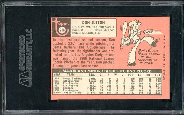 1969 Topps Baseball #216 Don Sutton Dodgers SGC 6 EX-MT 538435
