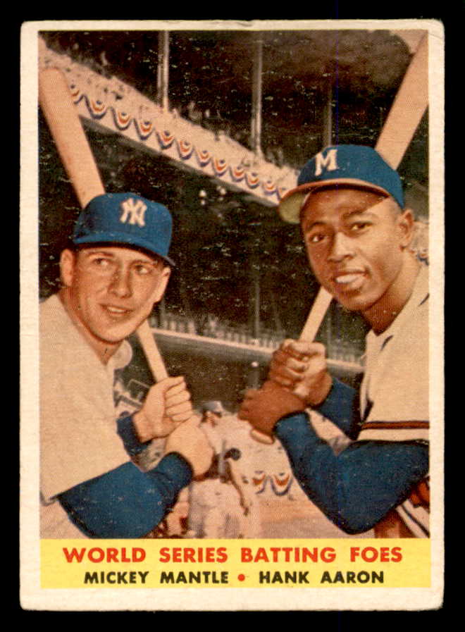 1958 Topps Baseball #418 Mickey Mantle Hank Aaron VG 538441