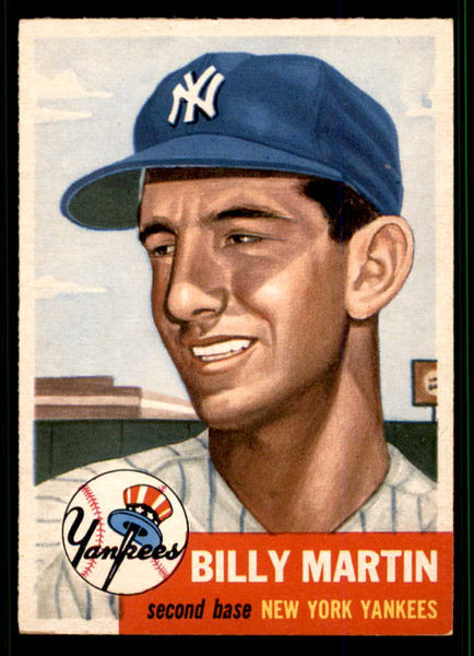 1953 Topps Baseball #086 Billy Martin Yankees EX-MT residue back 538492