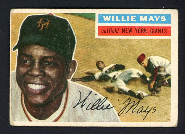 1956 Topps Baseball #130 Willie Mays Giants VG Gray 538550