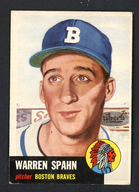 1953 Topps Baseball #147 Warren Spahn Braves EX 538558