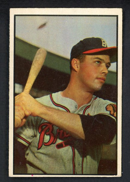 1953 Bowman Color Baseball #097 Eddie Mathews Braves EX 538561