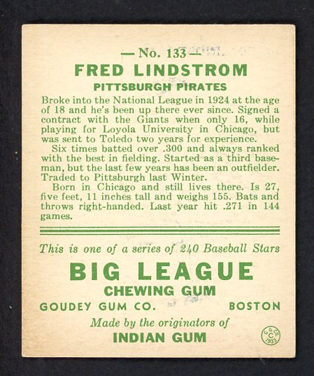 1933 Goudey #133 Fred Lindstrom Pirates EX-MT 538564
