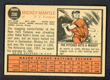 1962 Topps Baseball #200 Mickey Mantle Yankees VG-EX 538615