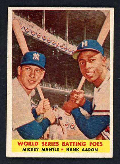 1958 Topps Baseball #418 Mickey Mantle Hank Aaron EX-MT 538617