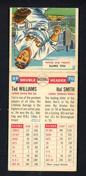 1955 Topps Baseball Double Headers #069/70 Ted Williams Hal Smith EX+/EX-MT 538642