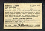 1952 Bowman Small Football #142 Tom Landry Giants EX-MT 538701
