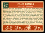 1959 Topps Baseball #212 Hank Aaron Eddie Mathews EX-MT 538761
