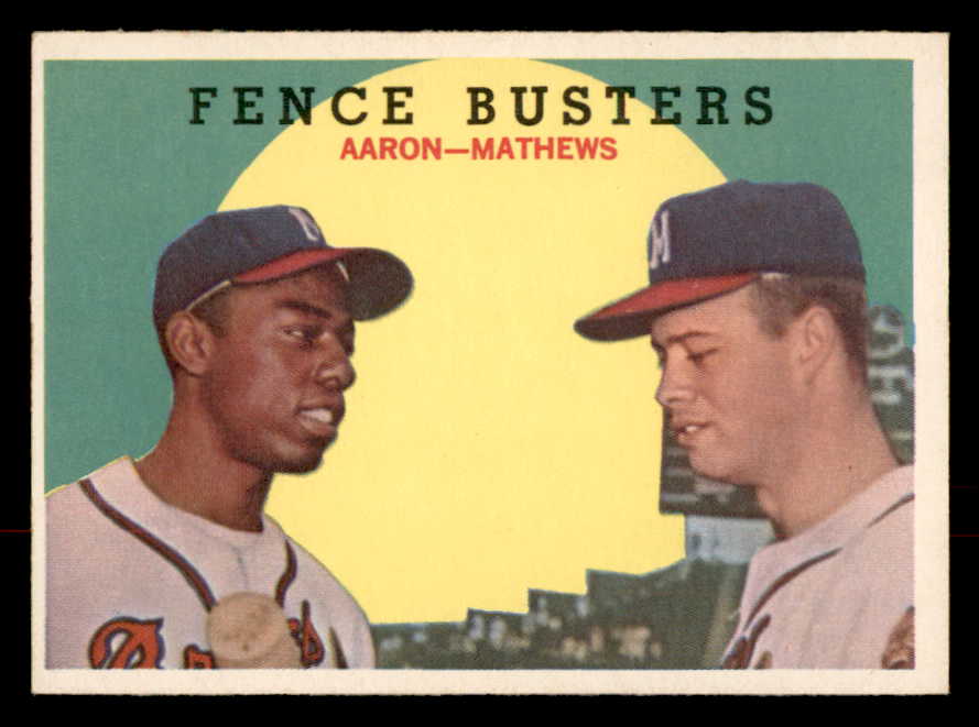 1959 Topps Baseball #212 Hank Aaron Eddie Mathews EX 538762